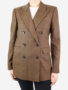 Etro Brown double-breasted wool blazer - size UK 12
