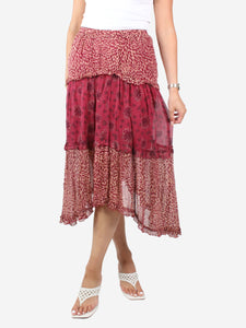 Ba&sh Red floral printed midi skirt - size XS