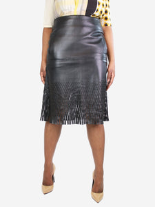 Dion Lee Black fringe leather skirt - size UK 12