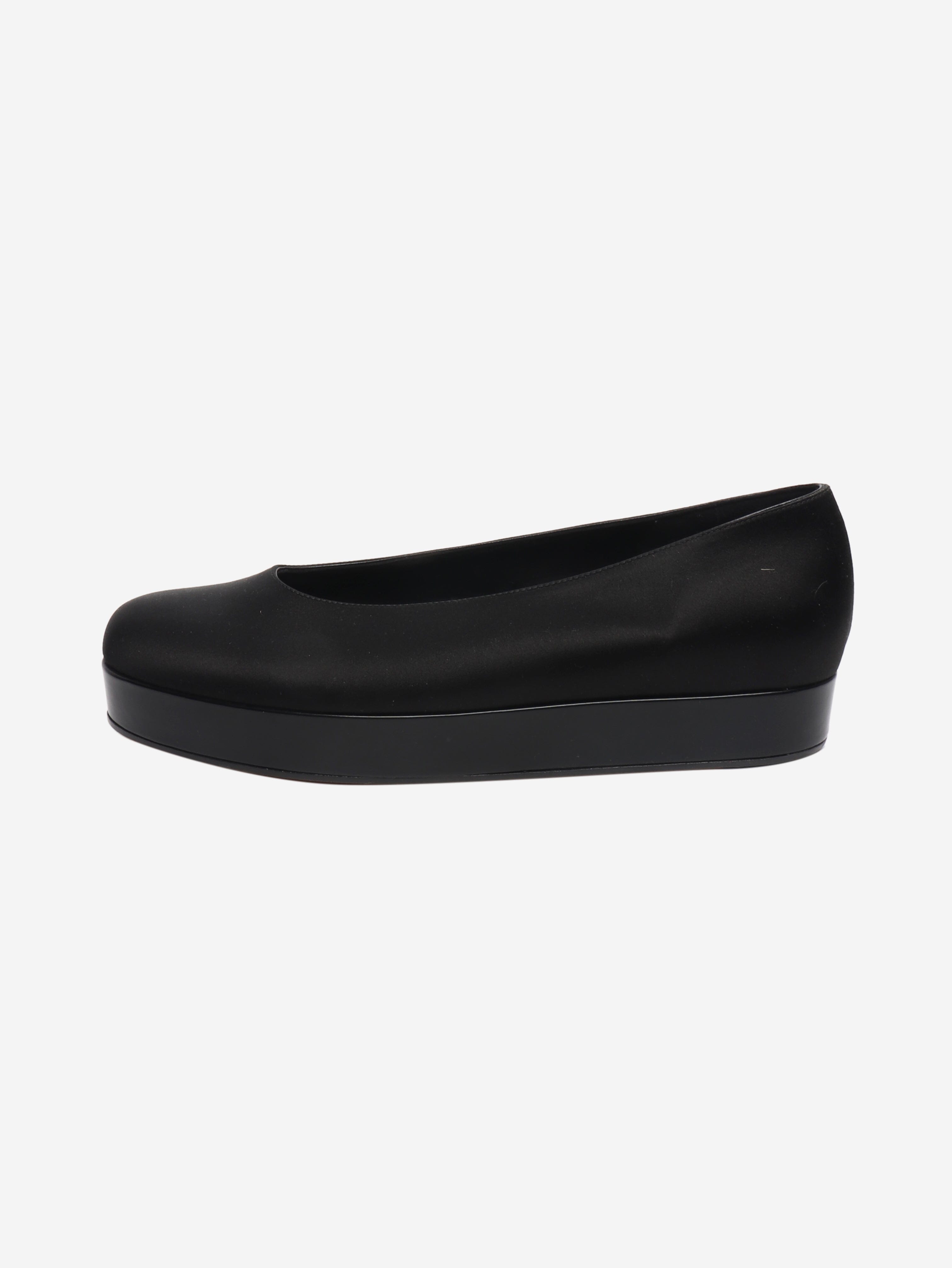 Black satin platform flats - size EU 39.5 Flat Shoes Loro Piana 