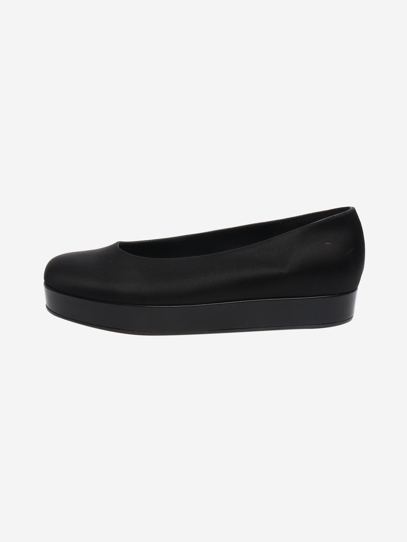 Black satin platform flats - size EU 39.5 Flat Shoes Loro Piana 