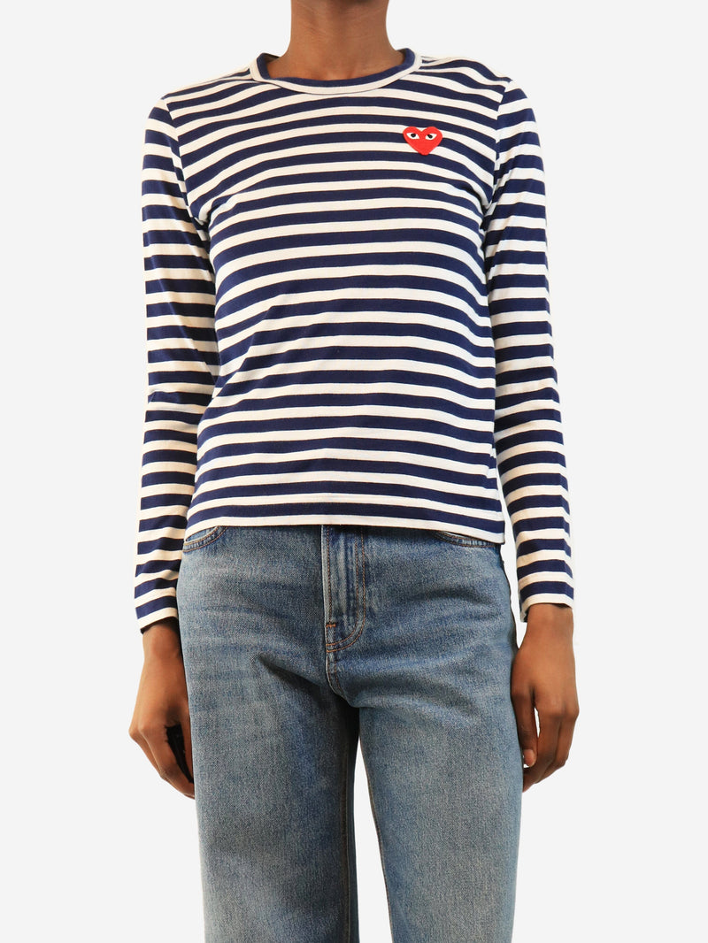 Navy and white striped top - size S Tops Comme Des Garçons 