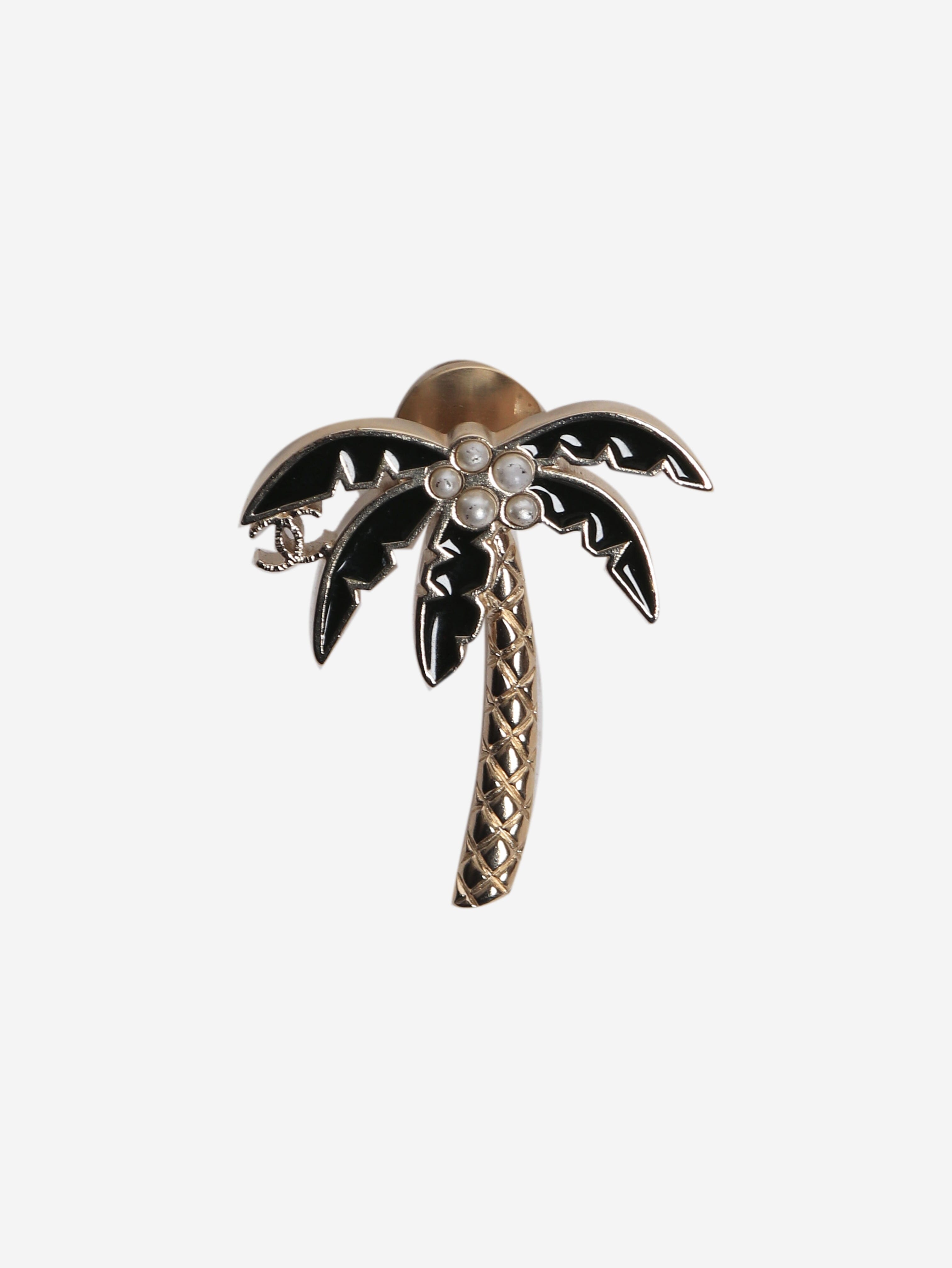 Gold and black palm tree pin brooch Brooches Chanel 