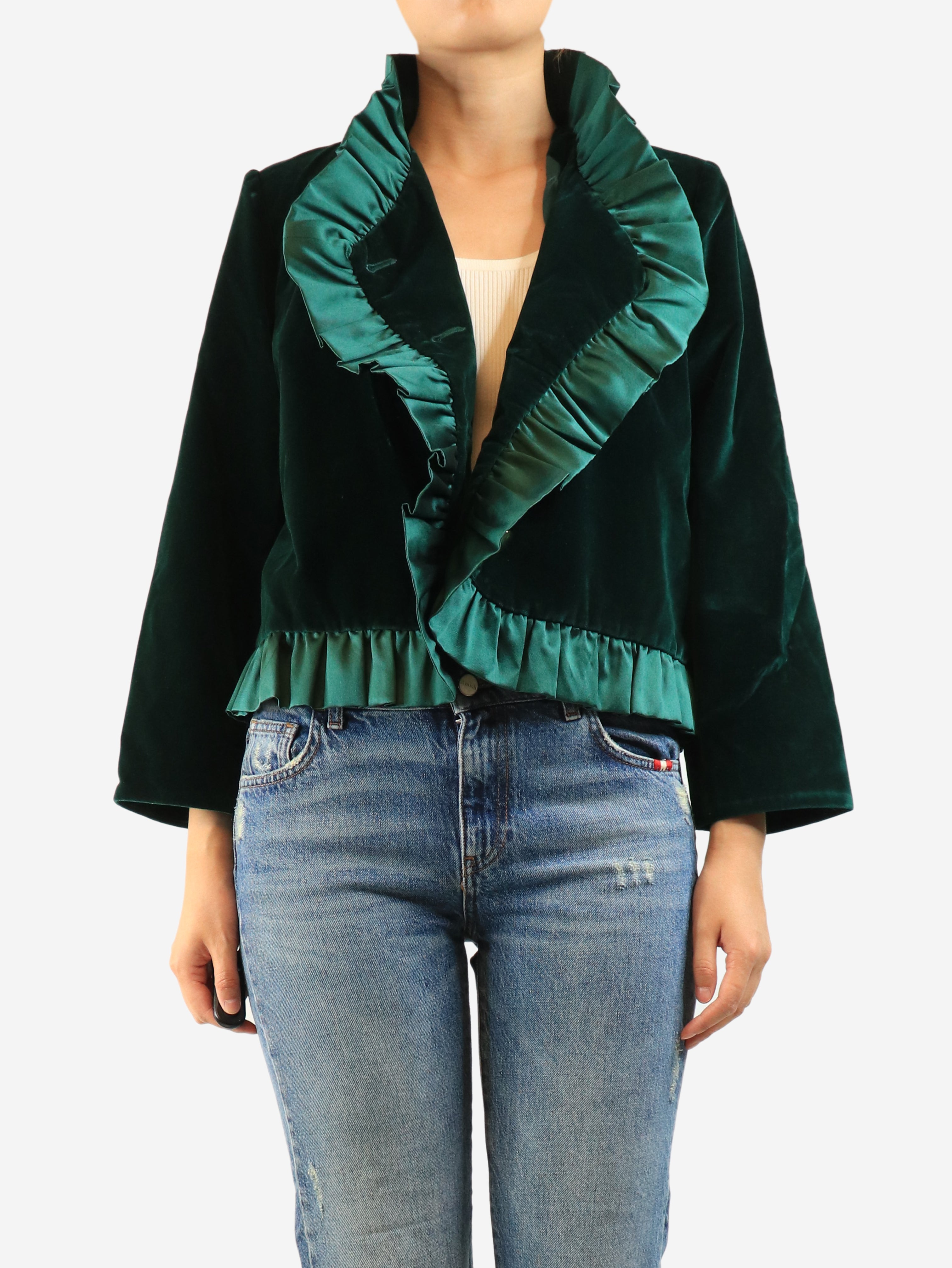 Dark green Dune velvet jacket - size UK 14