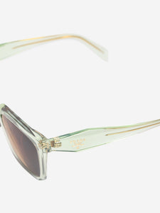 Prada Green transparent square-frame sunglasses