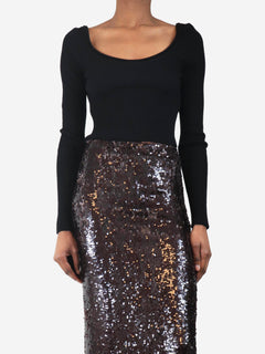 Black ribbed wide neck crop knit top - size S Knitwear Phillip Lim 