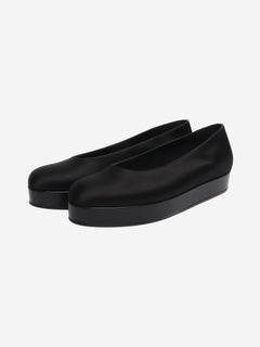 Black satin platform flats - size EU 39.5 Flat Shoes Loro Piana 