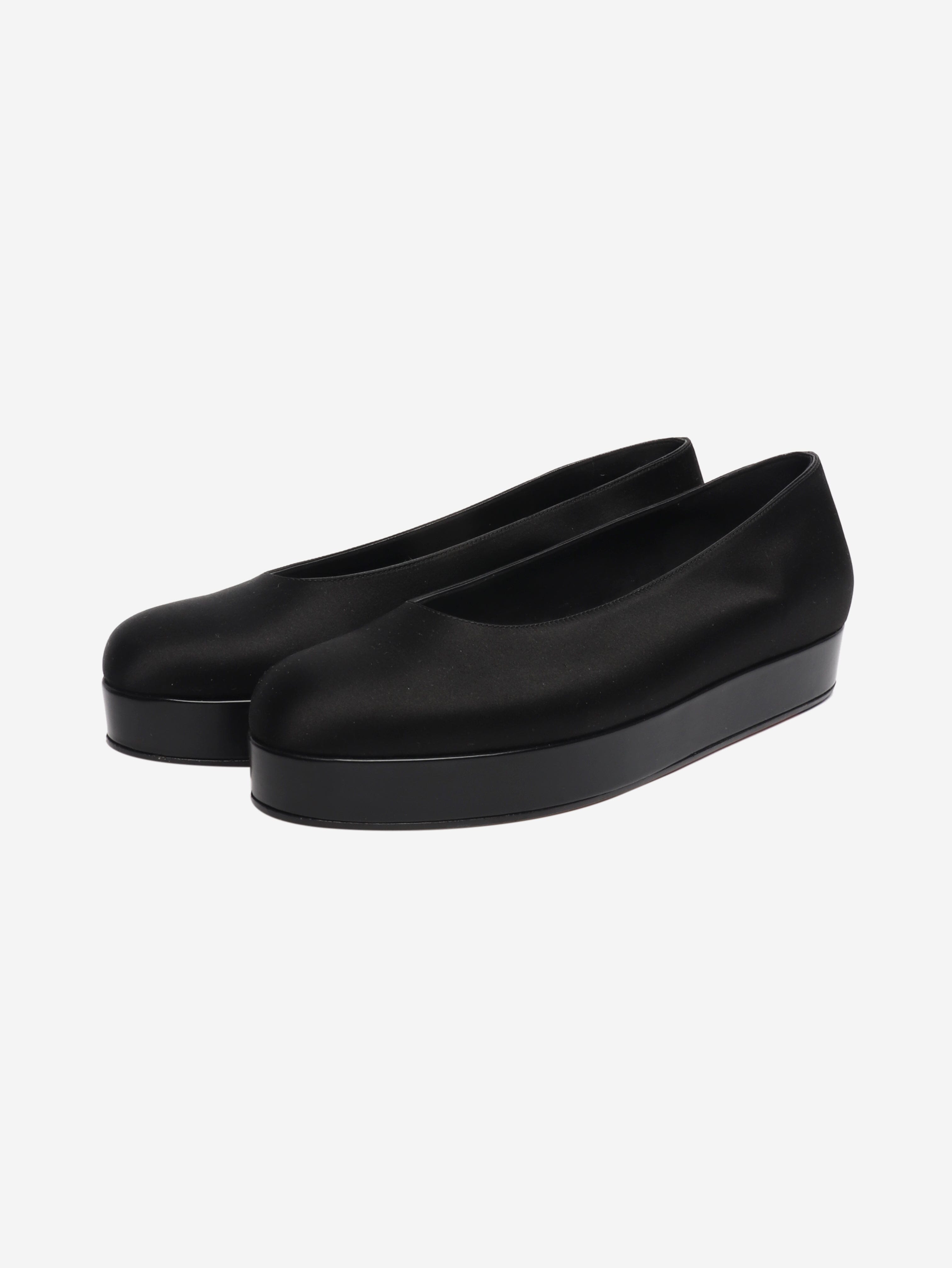 Black satin platform flats - size EU 39.5 Flat Shoes Loro Piana 