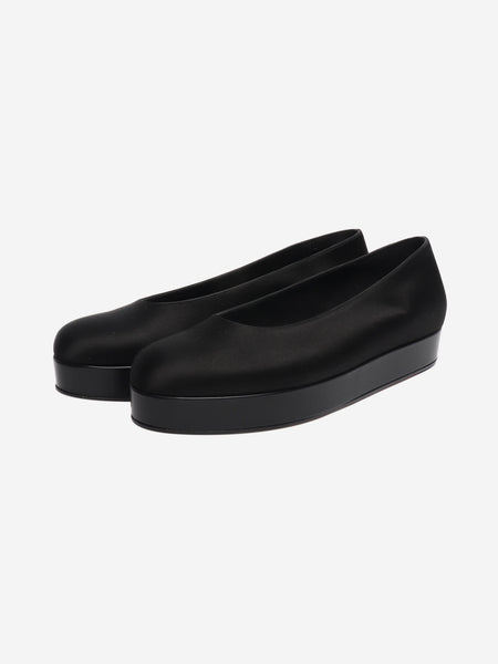 Black satin platform flats - size EU 39.5 alternate image