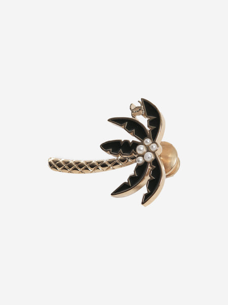 Gold and black palm tree pin brooch alternate image