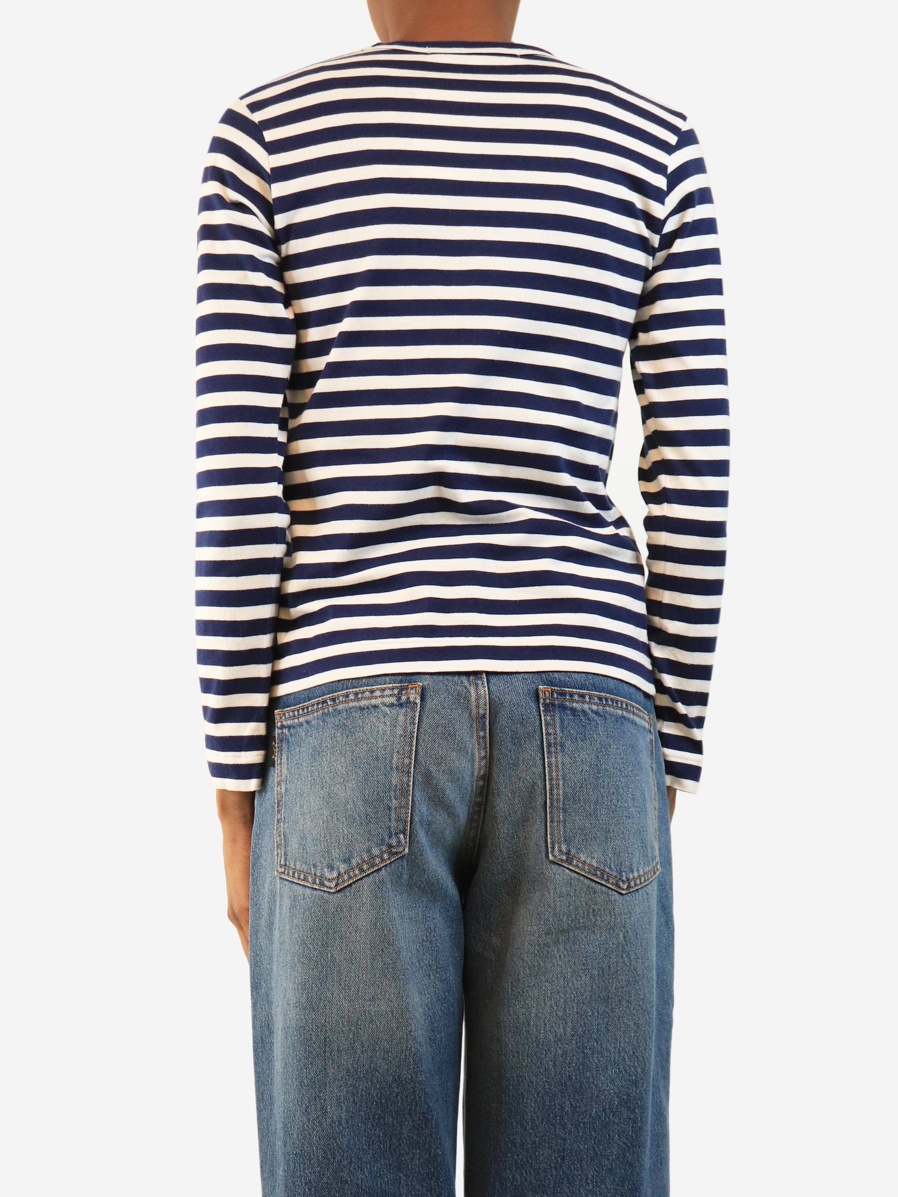 Navy and white striped top - size S Tops Comme Des Garçons 