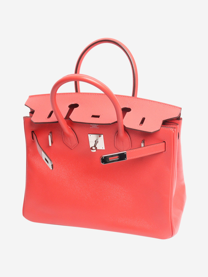 Red Birkin 30 bag in Togo leather Top Handle Bags Hermes 