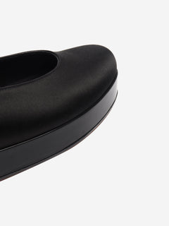 Black satin platform flats - size EU 39.5 Flat Shoes Loro Piana 