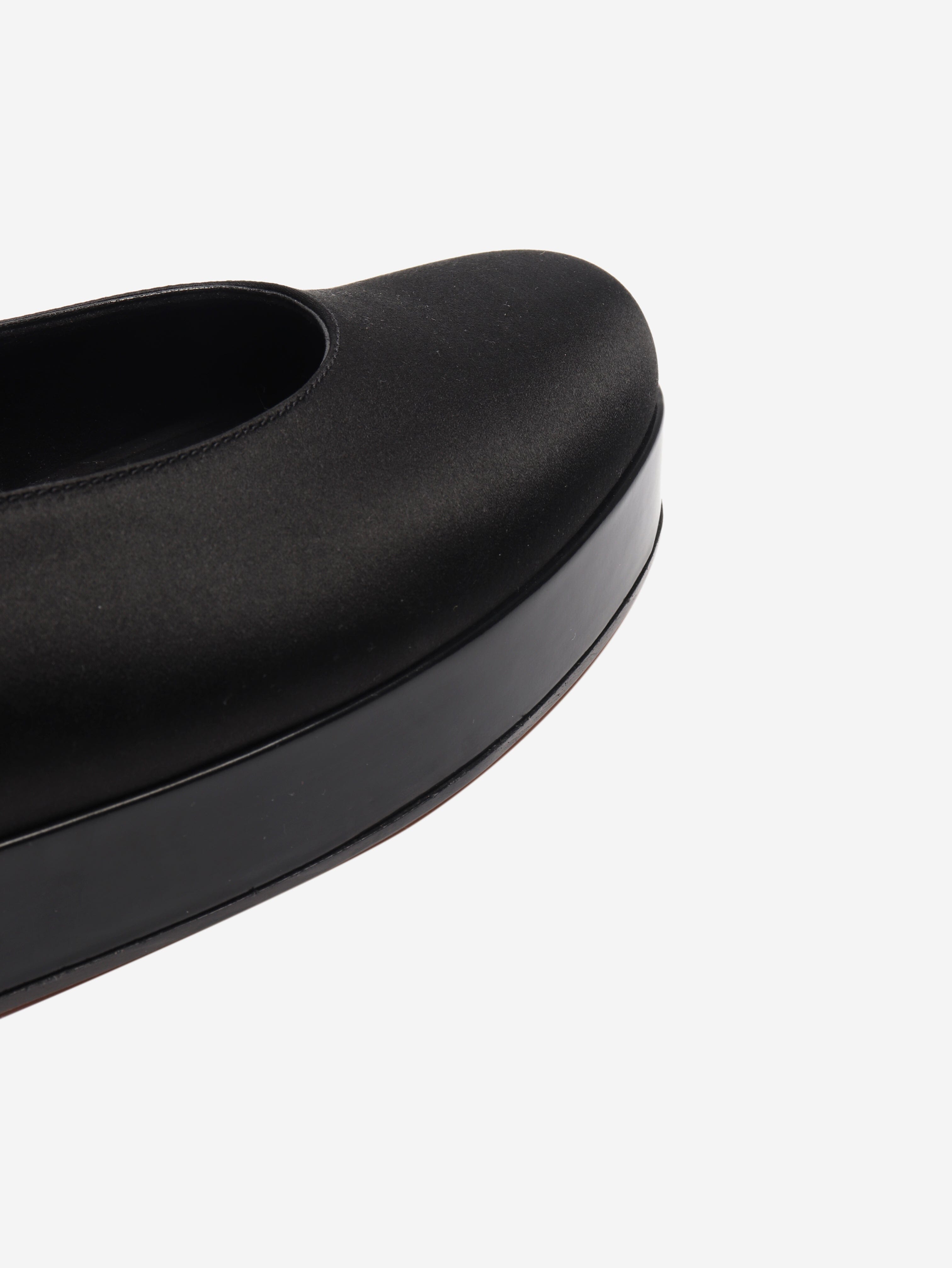 Black satin platform flats - size EU 39.5 Flat Shoes Loro Piana 