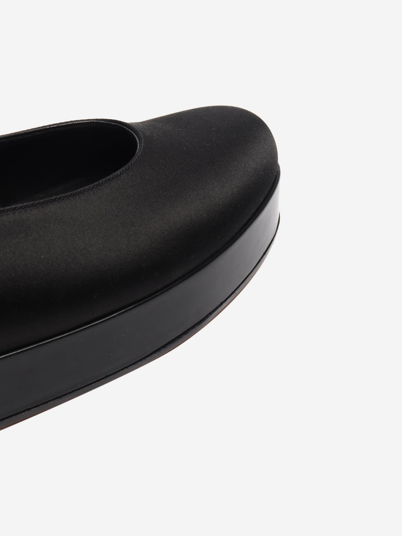 Black satin platform flats - size EU 39.5 Flat Shoes Loro Piana 