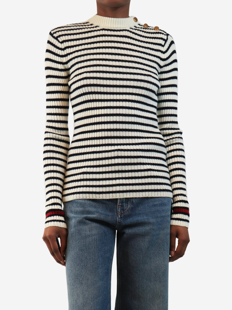 Navy and white striped jumper - size XS Knitwear Max Mara 