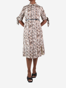 Altuzarra Brown belted snake print silk dress - size FR 44