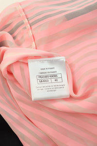 Chanel Pink silk-blend striped blouse - size UK 12