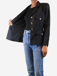The Kooples Black new-stretch smoking jacket - size UK 8