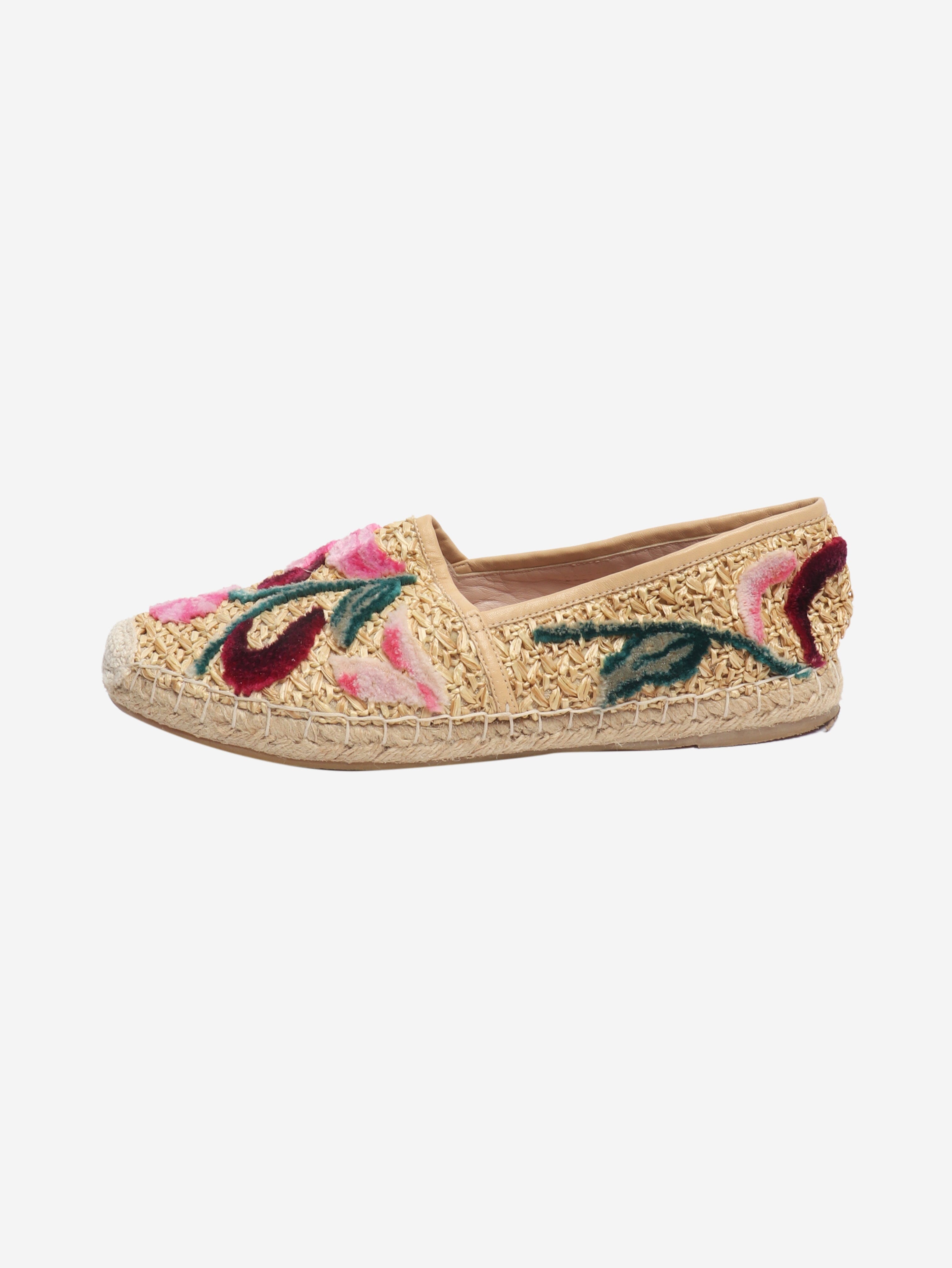 Neutral floral espadrilles - size EU 39 Flat Shoes Ermanno Scervino 