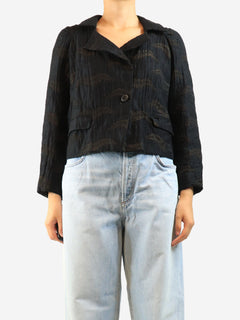 Black cropped crinkled jacket - size UK 12 Coats & Jackets Dries Van Noten 