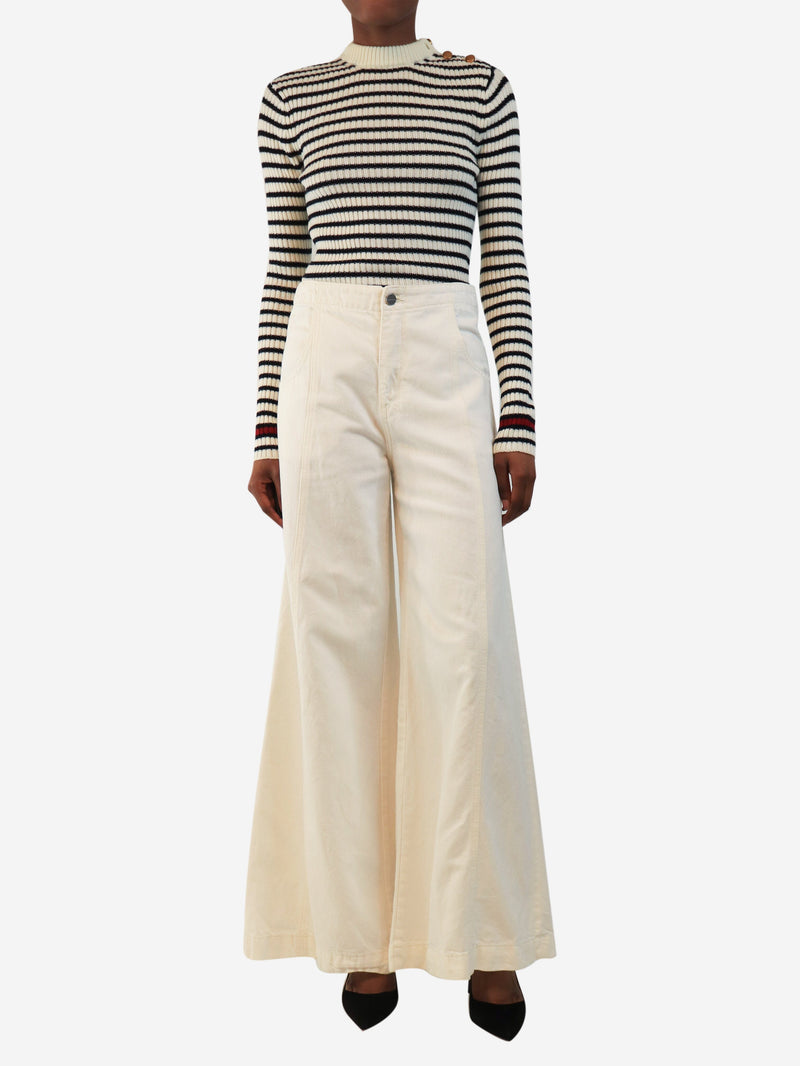 Cream wide-leg jeans - size UK 6 Trousers TWP 