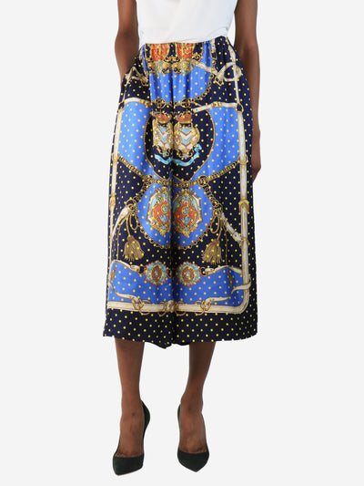 Blue silk printed midi trousers - size UK 4 Trousers Gucci 