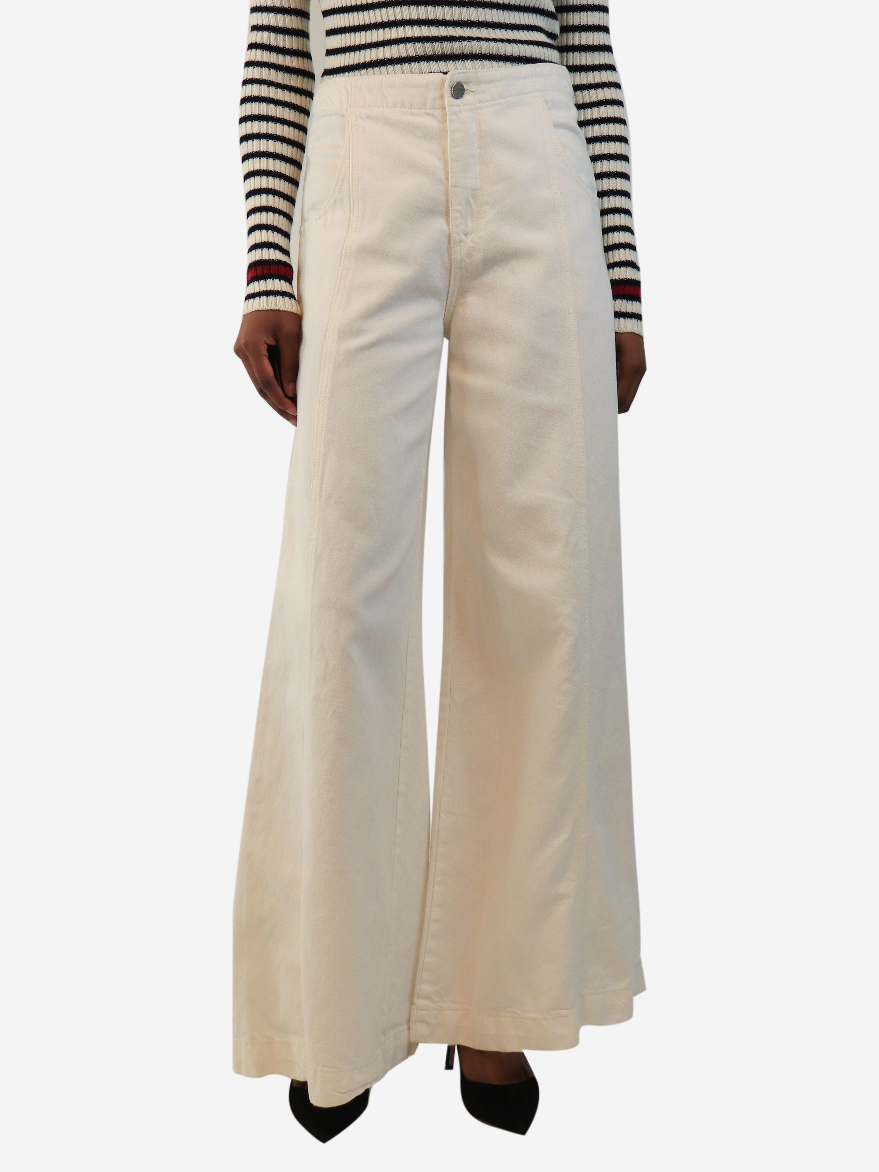 Cream wide-leg jeans - size UK 6 Trousers TWP 