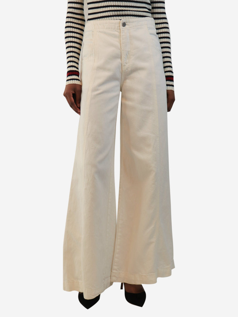 Cream wide-leg jeans - size UK 6 Trousers TWP 