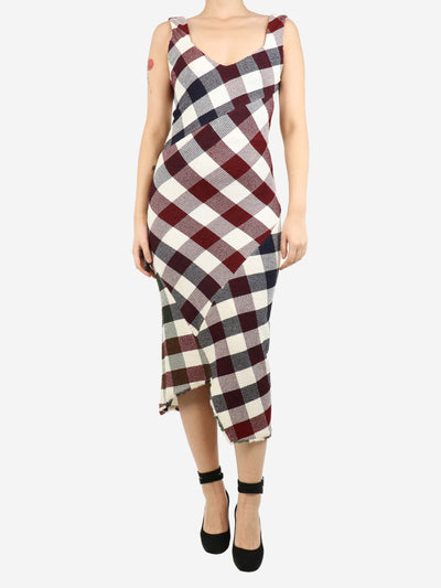 Multicoloured sleeveless asymmetric check dress - size UK 8 Dresses Victoria Beckham 