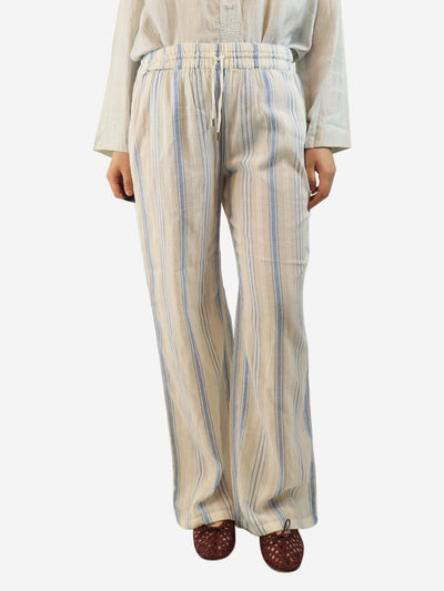 White and blue striped trousers - size L Trousers Melissa Odabash 
