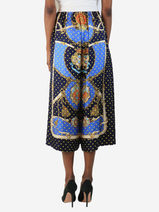 Gucci Blue silk printed midi trousers - size UK 4