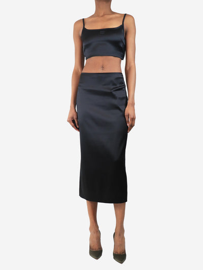 Black silk cropped top and maxi skirt set - size UK 6 Sets Miu Miu 