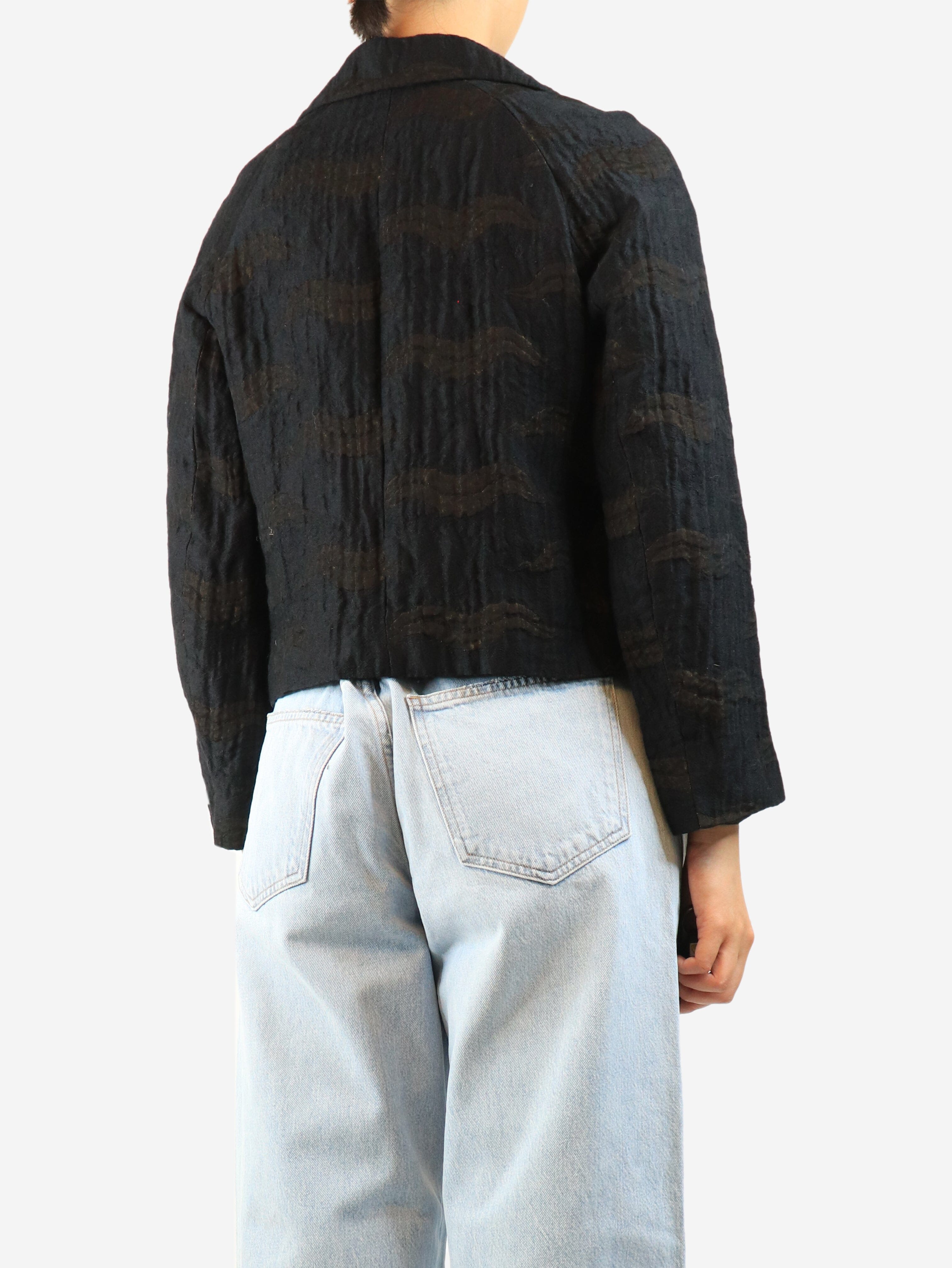 Black cropped crinkled jacket - size UK 12 Coats & Jackets Dries Van Noten 