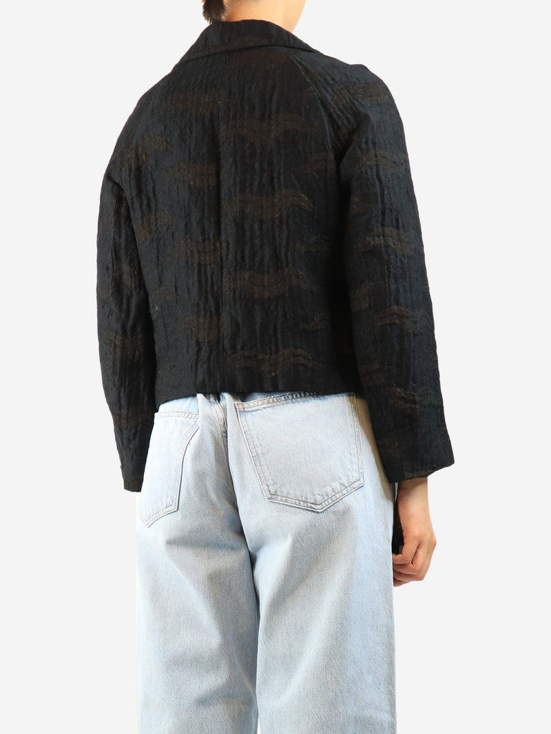 Black cropped crinkled jacket - size UK 12 Coats & Jackets Dries Van Noten 