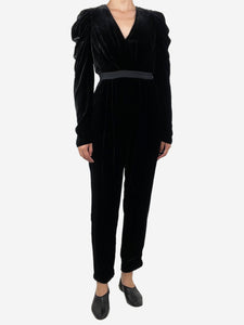 Ulla Johnson Black tapered velvet jumpsuit - size UK 8