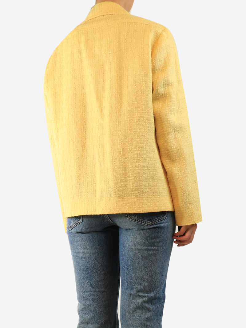 Yellow tweed double-breasted jacket - size UK 12