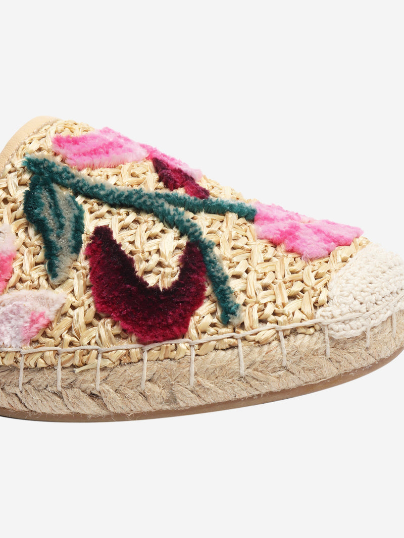 Neutral floral espadrilles - size EU 39 Flat Shoes Ermanno Scervino 