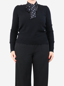 Veronica Beard Black cashmere jumper with silk collar - size M