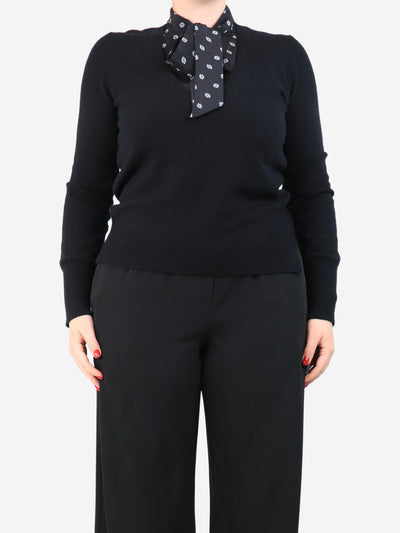 Black cashmere jumper with silk collar - size M Knitwear Veronica Beard 