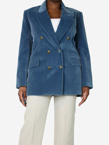 Frame Blue double-breasted velvet jacket - size UK 14