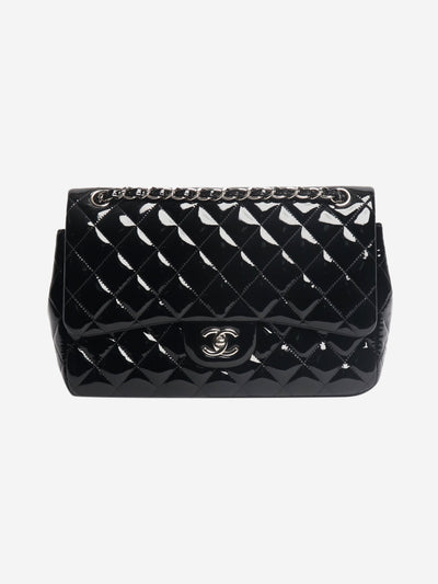 Black 2013 jumbo patent leather Classic Double Flap bag Shoulder bags Chanel 