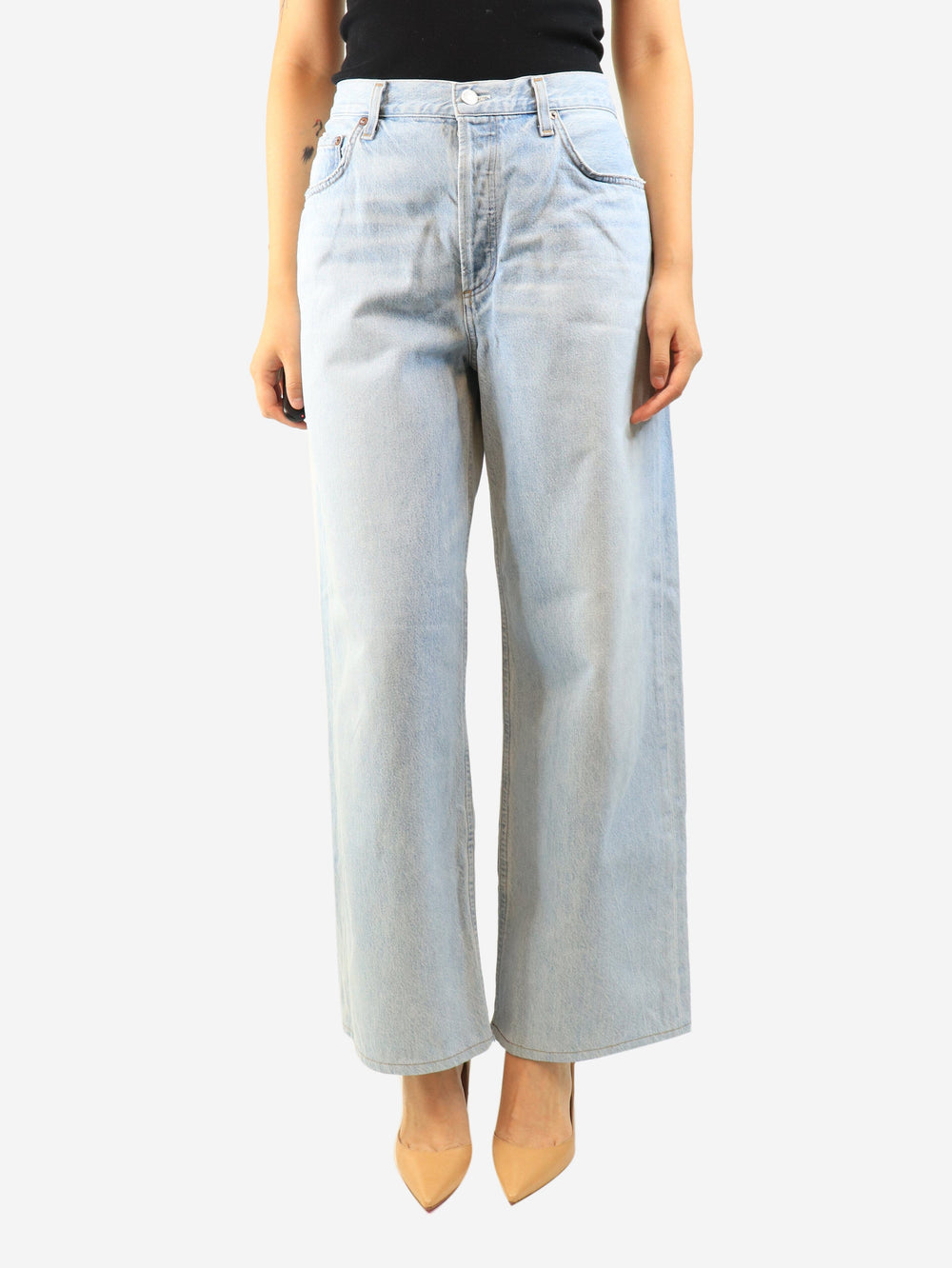 Light wash loose-fit denim jeans - size UK 12 Denim Agolde 