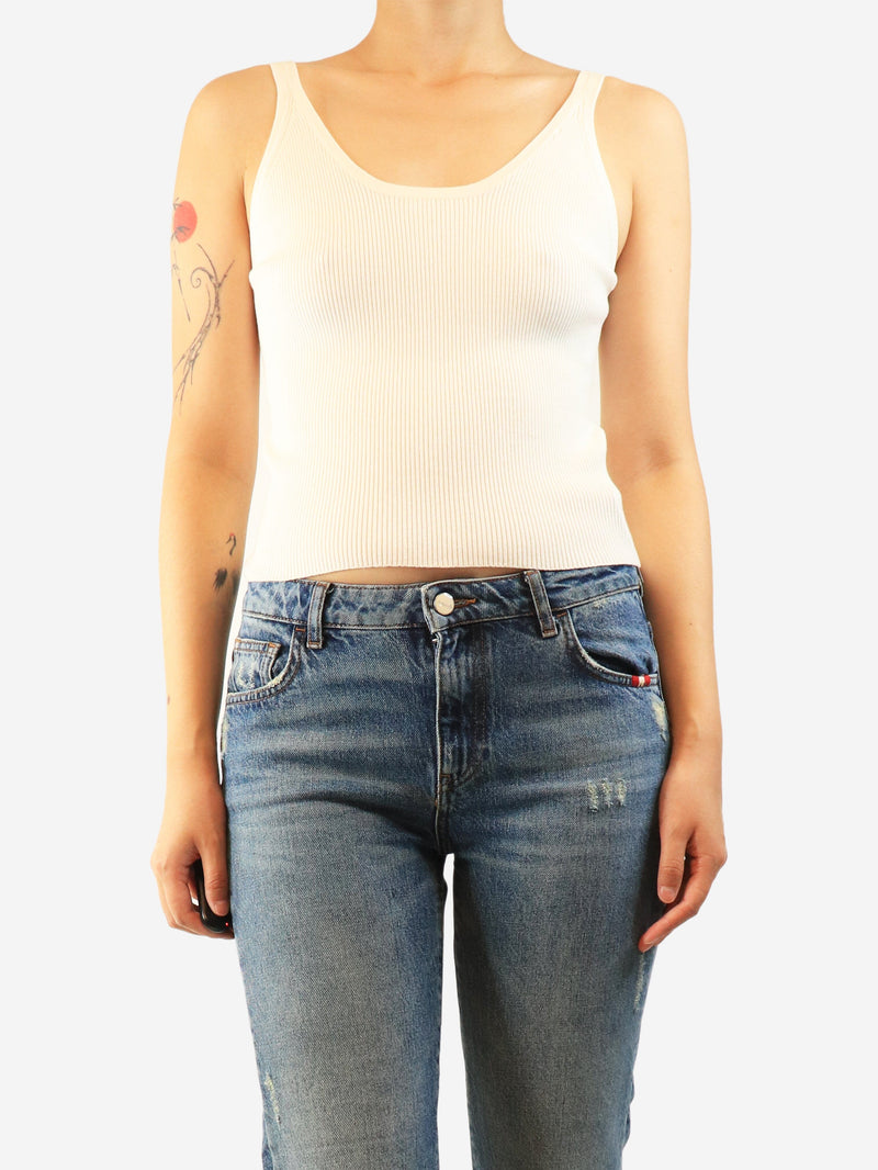 Cream ribbed tank top - size UK 10 Tops Ermanno Scervino 