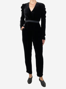 Ulla Johnson Black tapered velvet jumpsuit - size UK 8