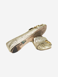 Gucci Gold GG Marmont fringed ballet flats - size EU 37