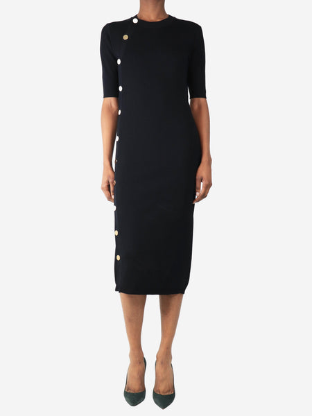 Black button-front rib-knit midi dress - size XS product image