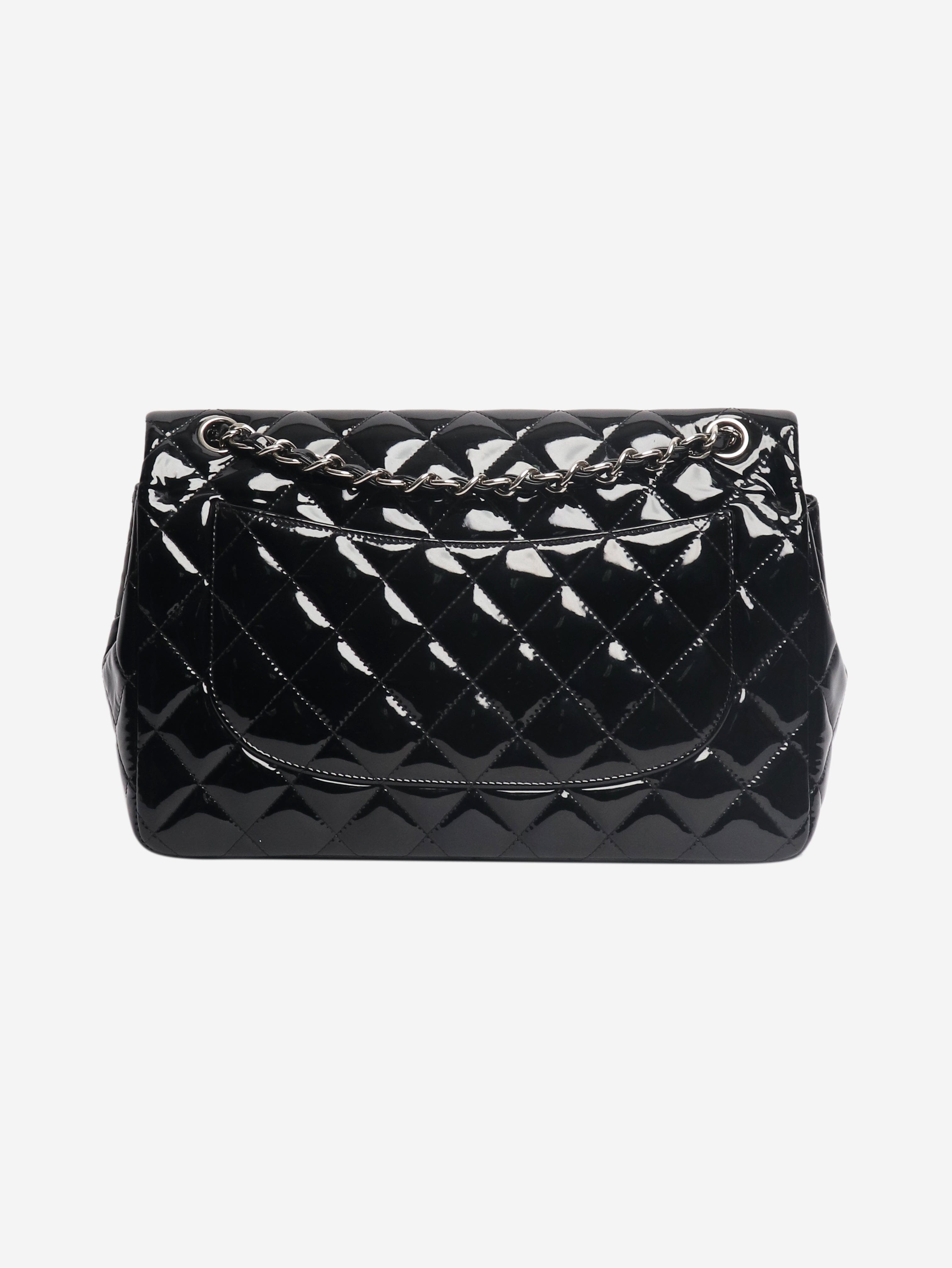 Black 2013 jumbo patent leather Classic Double Flap bag Shoulder bags Chanel 