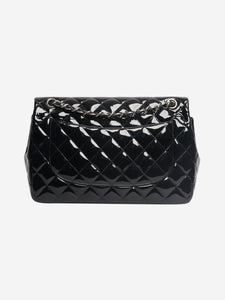 Chanel Black 2013 jumbo patent leather Classic Double Flap bag