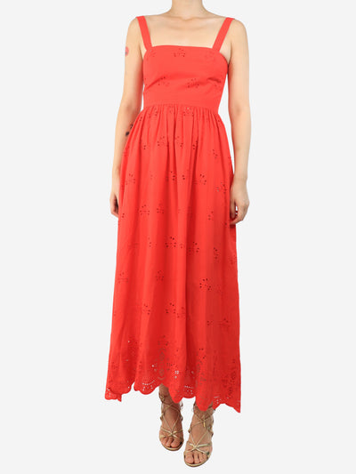 Red broderie maxi dress - size UK 8 Dresses Borgo De Nor 